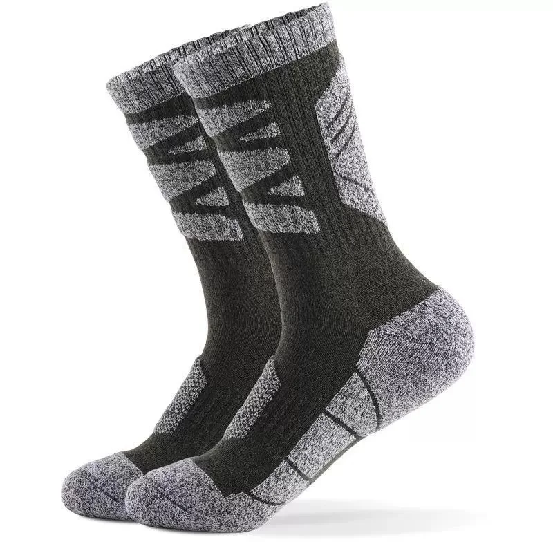 Outdoor Sports Socks With Thickened Towel Sole For Mountaineering Shock Absorption Hiking And Running Mid-tube Socks