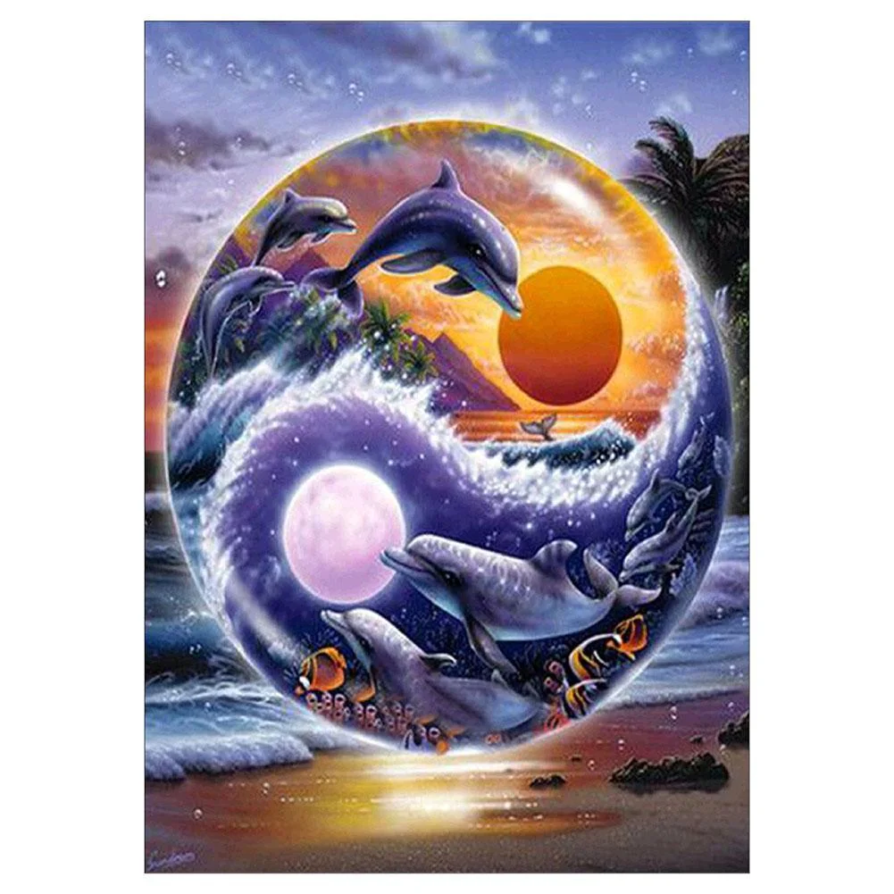 Full Round Diamond Painting Dolphins (40*30cm)