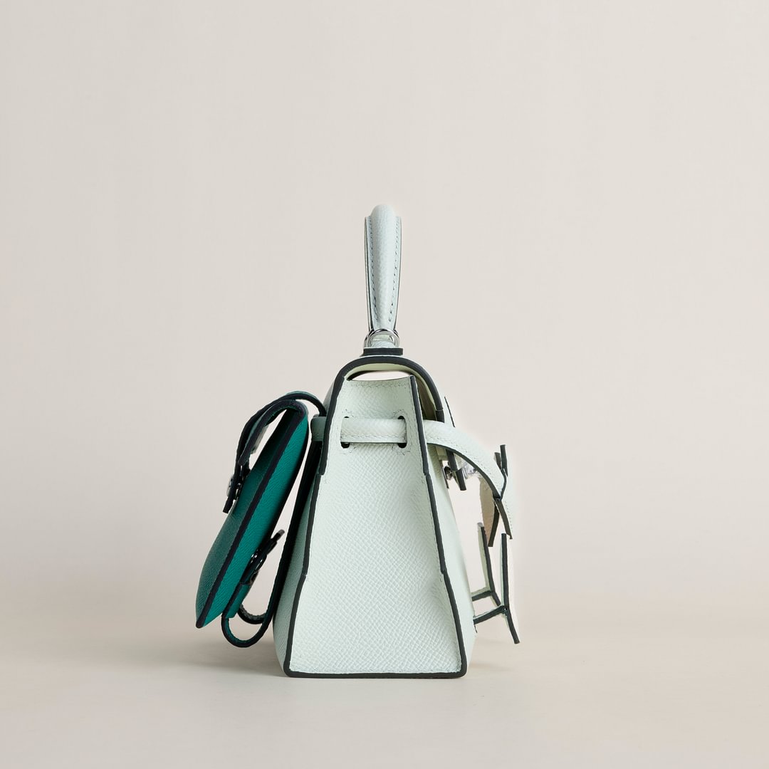 Kelly Doll Epsom  0V Gris ciment/ Z6 Malachite PHW