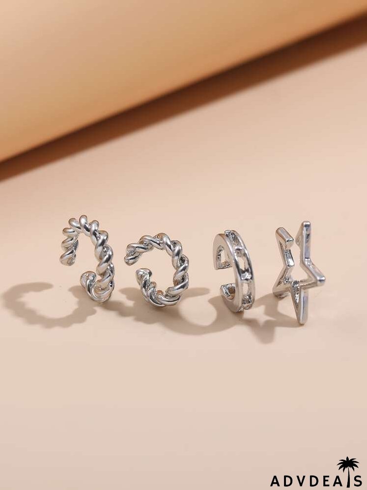 4pcs Star Design Ear Cuff