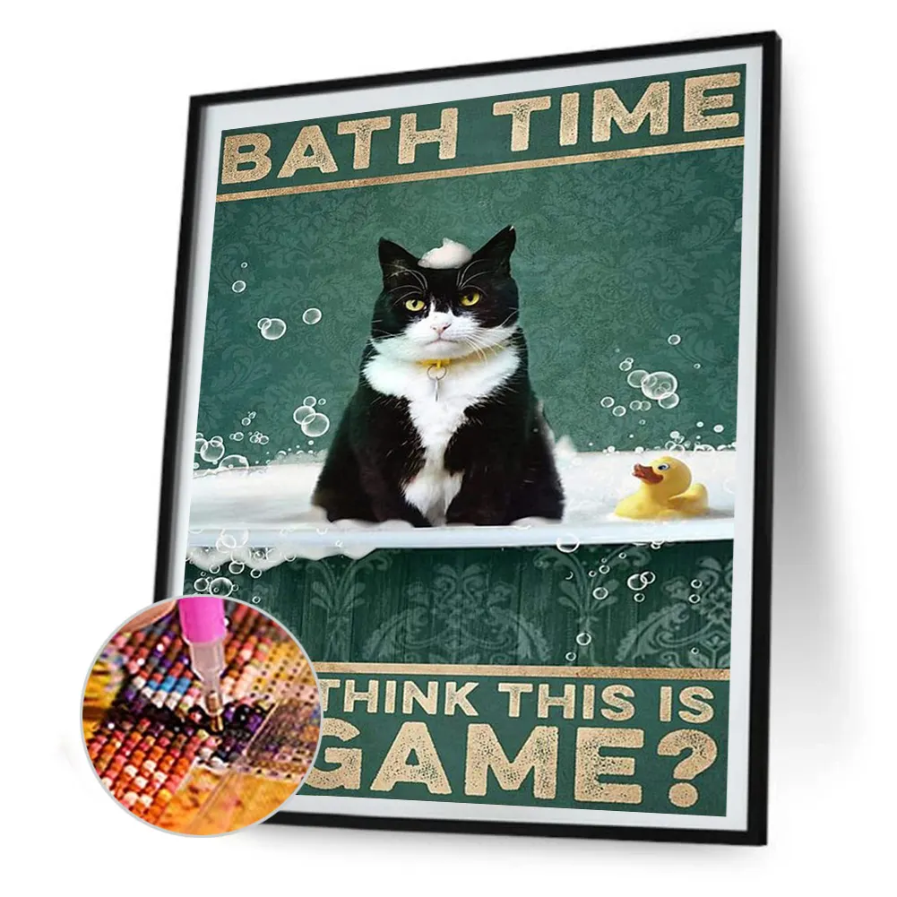 Full Round Diamond Painting 40*50cm - Cow Cat Poster