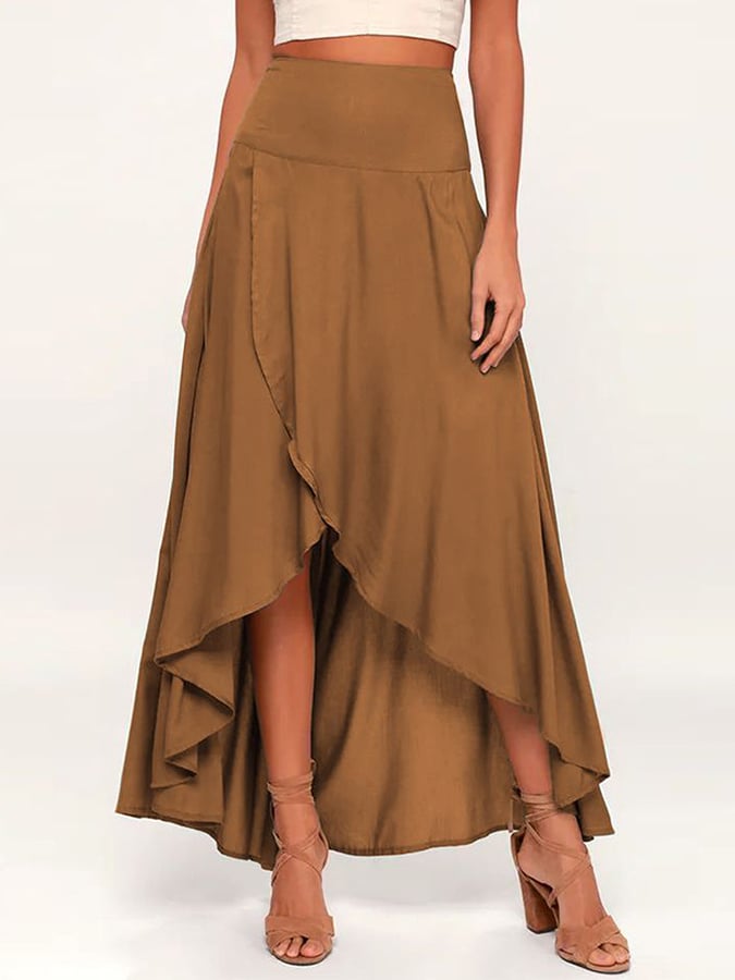 Solid Split Irregular Loose Skirt