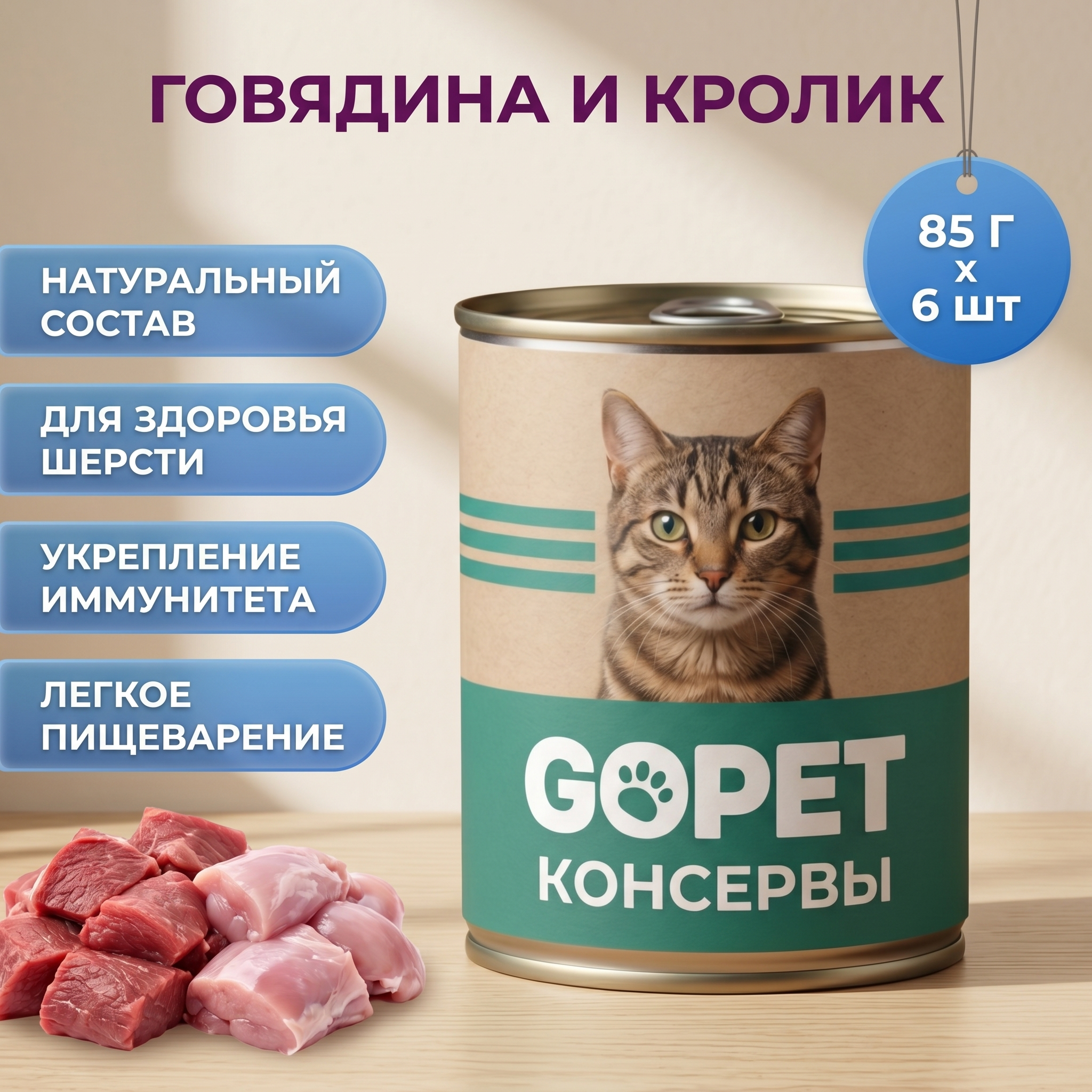 GOPET&reg; Консервированный влажный корм для кошек