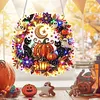 Kit de peinture de perles, couronne d&rsquo;Halloween, citrouille chat noir, 11,81x11,81 pouces