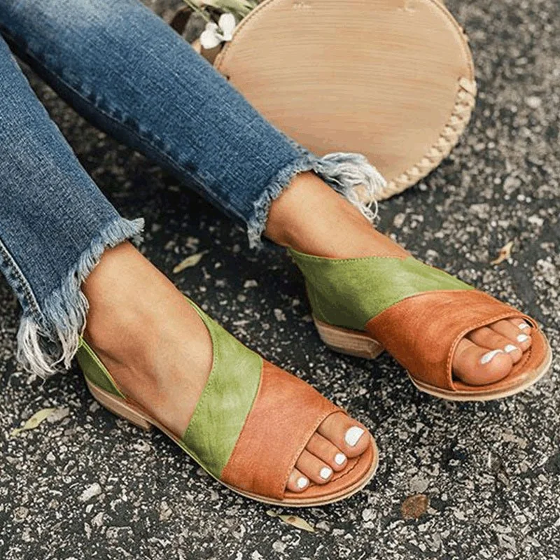 Women Daily Low Heel Panel Sandals | EGEMISS