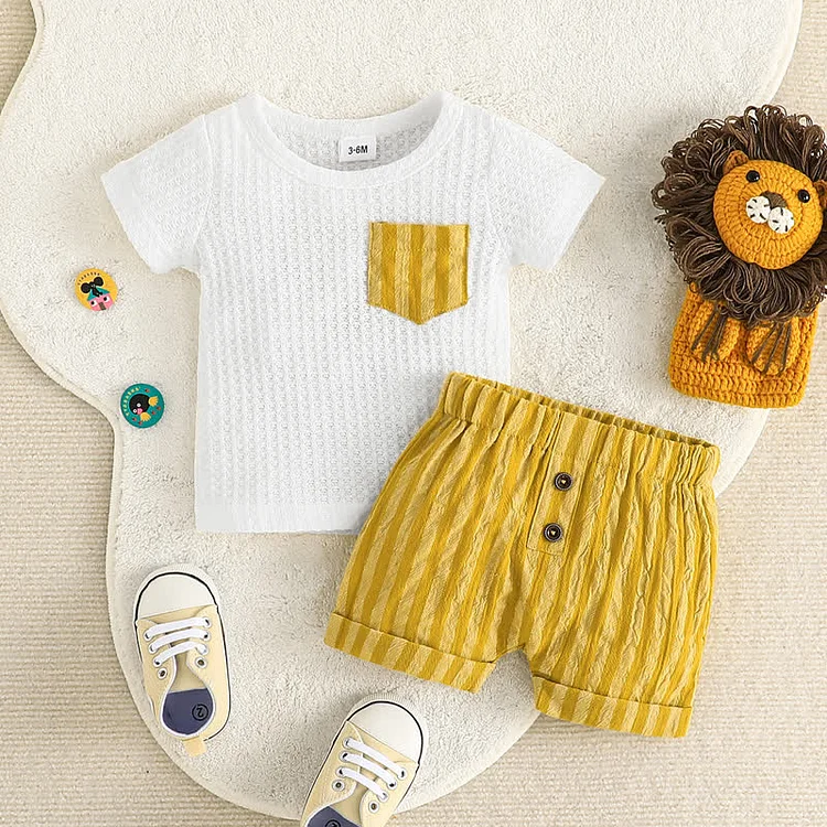 Baby Casual Tee and Striped Shorts Set