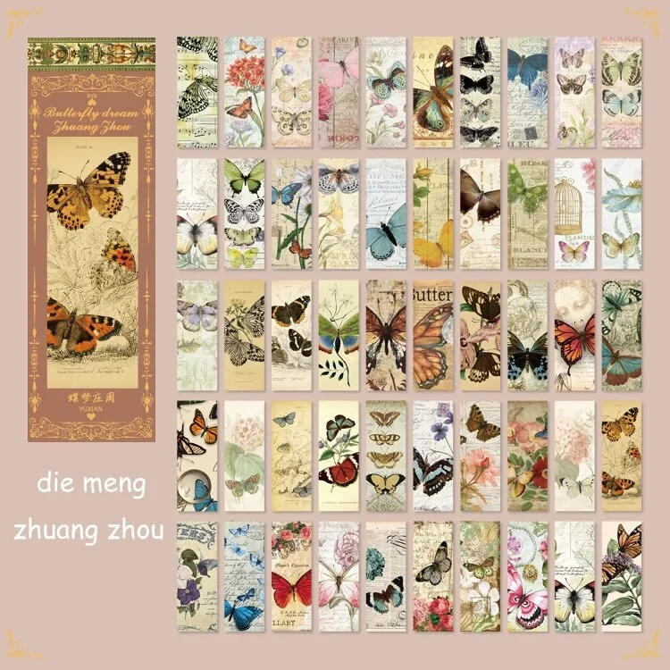 Journalsay 50 Sheets Tsukiori's Once Upon A Time Series Vintage Plant Flower Strip Sticker Book