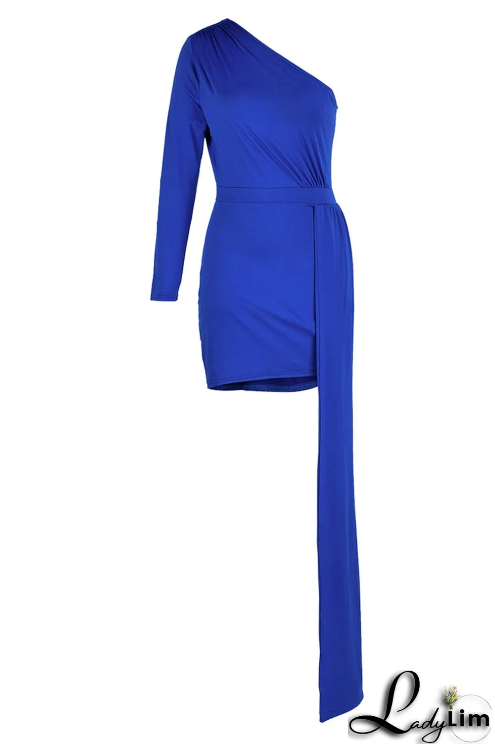 Black Elegant Solid Patchwork Oblique Collar Pencil Skirt Dresses