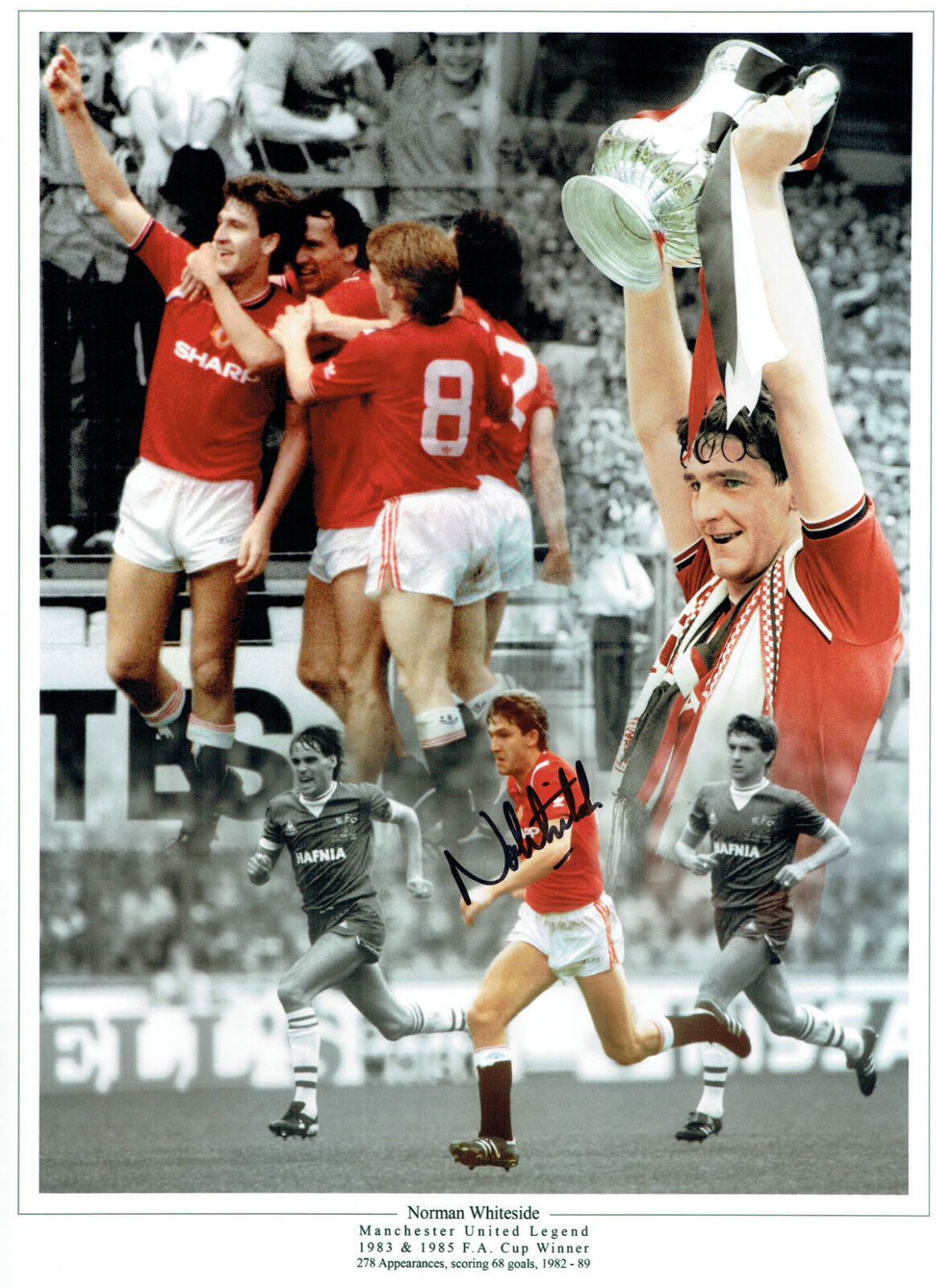 Norman WHITESIDE Signed Autograph 16x12 Man Utd Montage Photo Poster painting AFTAL COA