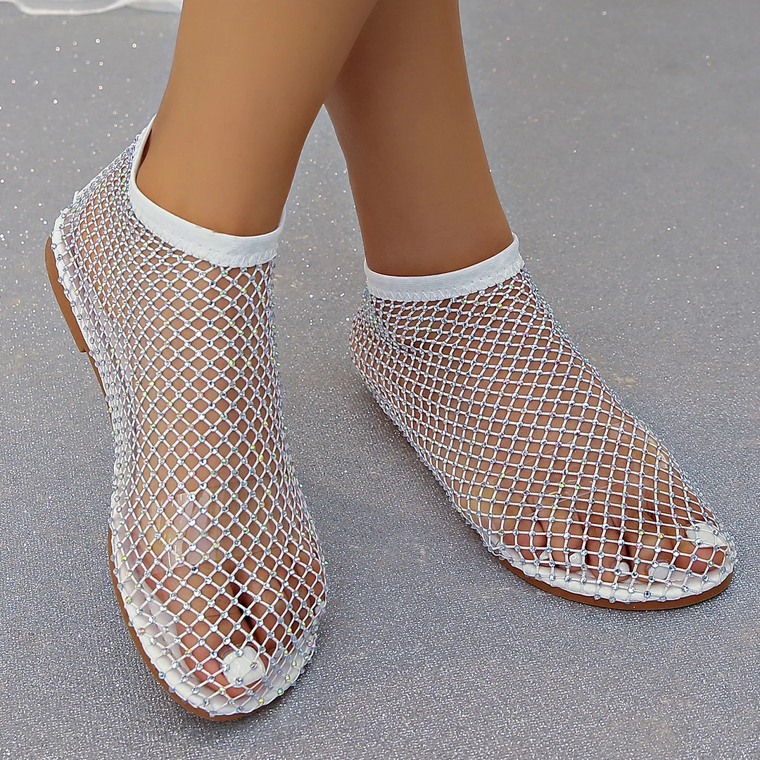 Breakj Breakj Head Beach Sandals Women Wearing Hollow Water Drill A Foot Pedal Breathable Mesh Sandals Women Low Help Cool Boots