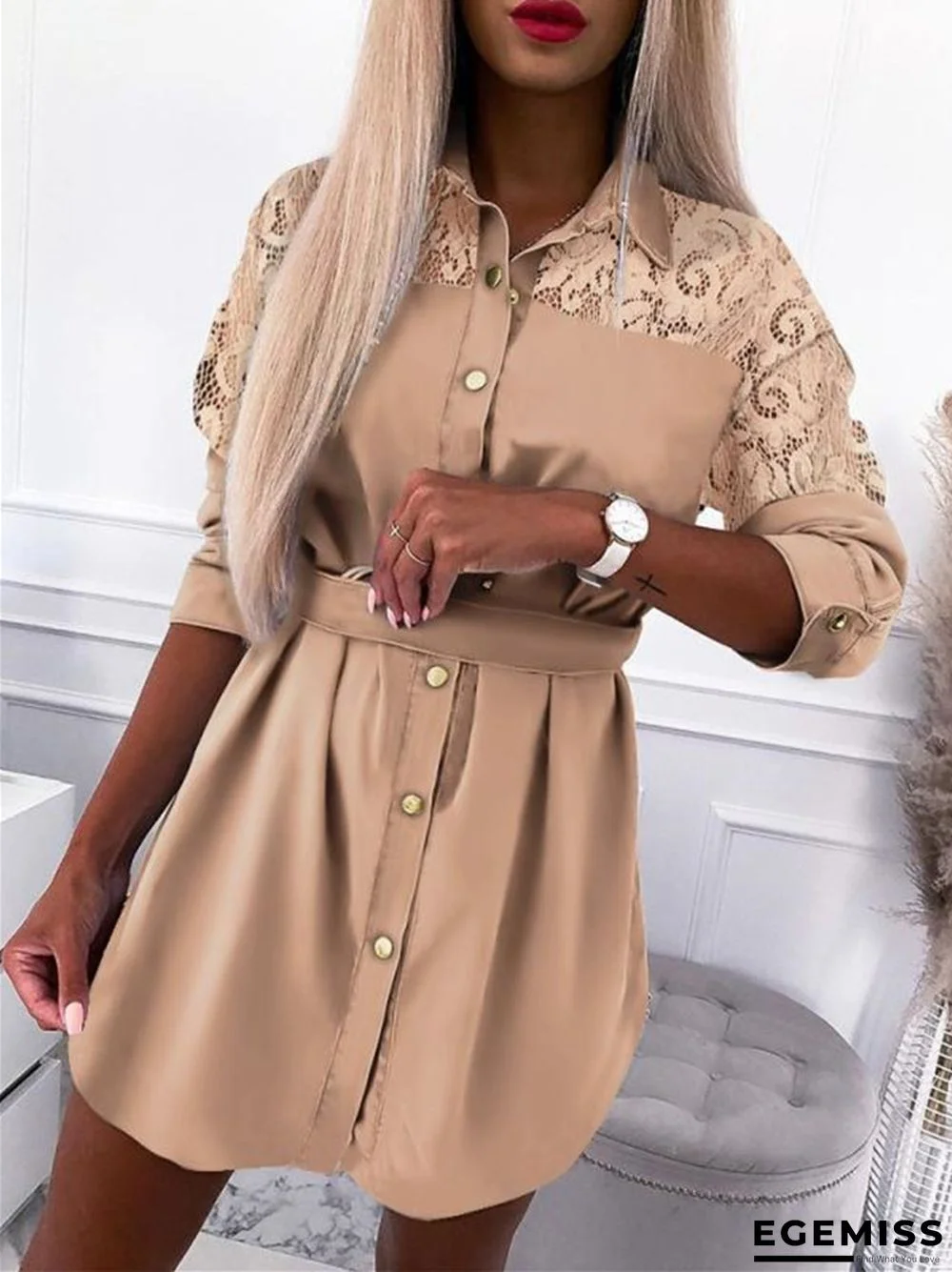 Autumn Winter New Long Sleeve Stitching Fashion Shirt Dress | EGEMISS