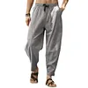 Pantaloni casual larghi da uomo in cotone e lino