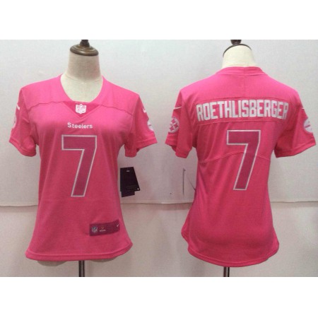 Women's  Pittsburgh Steelers #7 Ben Roethlisberger Pink Limited Rush Fashion Stitched NFL Jersey