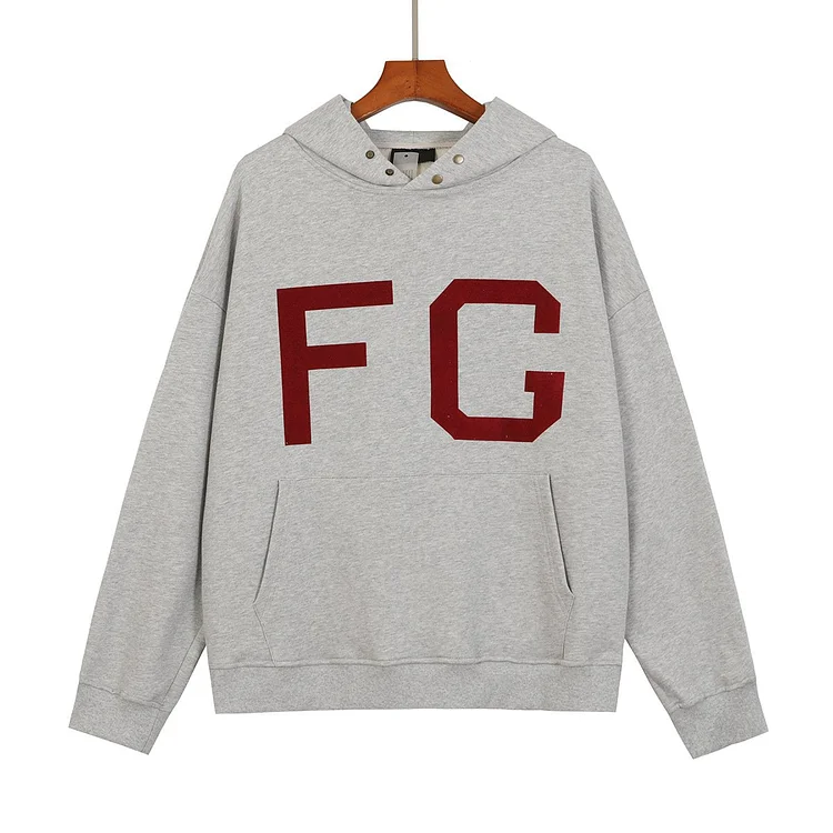 Fog Essentials Hoodie Autumn and Winter Fog Season 7 Flocking Letter Pullover Terry Hooded Sweater