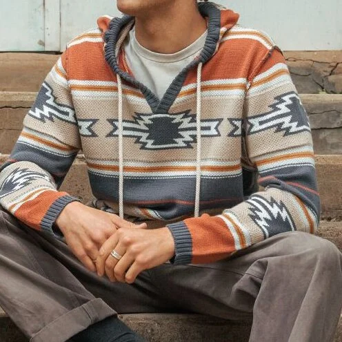 Byron Geometric Pattern Knitted Hooded Sweater