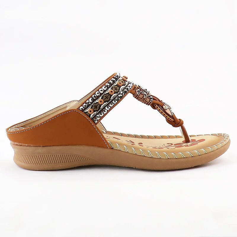 Women's summer flip-flops Bohemian Street Womens Flowers Platform Sandals Ladies Plus Size 36-43 sandalias chaussure femme