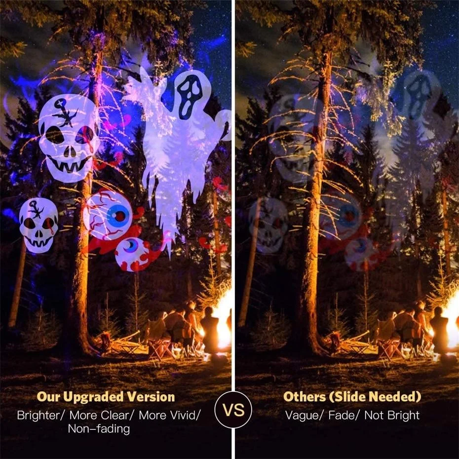 2 in 1 Halloween  Outdoor Projector Lights Decorations with 9 HD Patterns & 11 Ocean Wave Colors