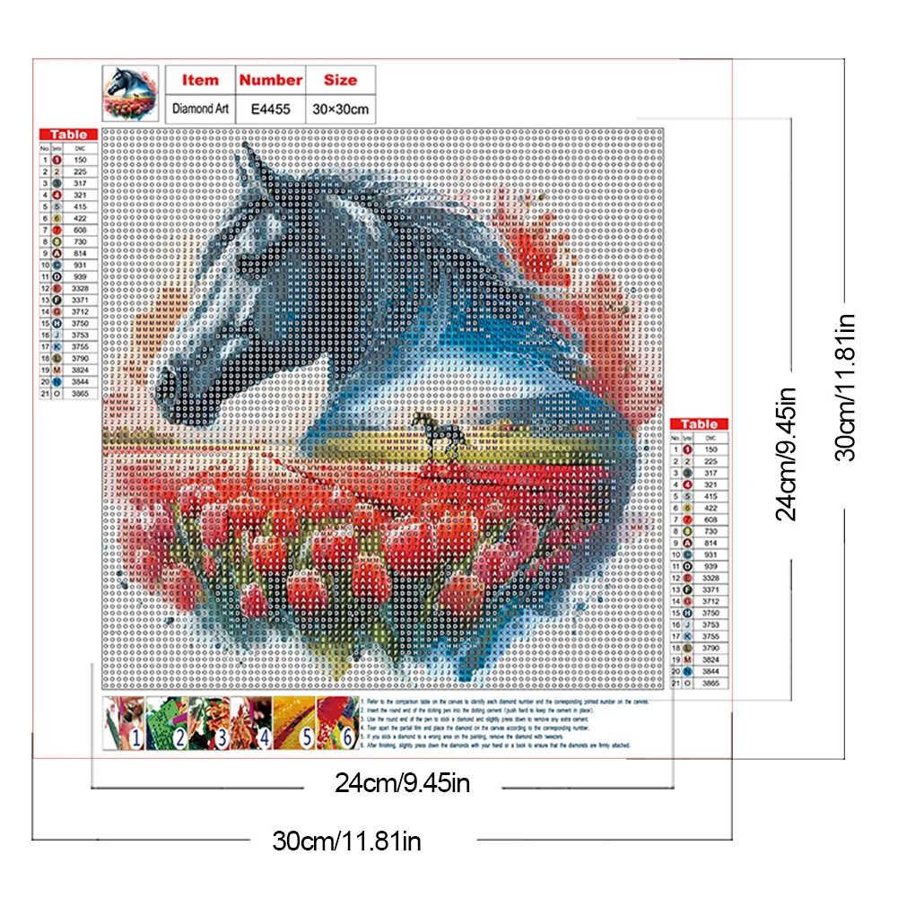 Diamond Painting - Full Round Drill - Tulip Horse Silhouettes(Canvas|30*30cm)