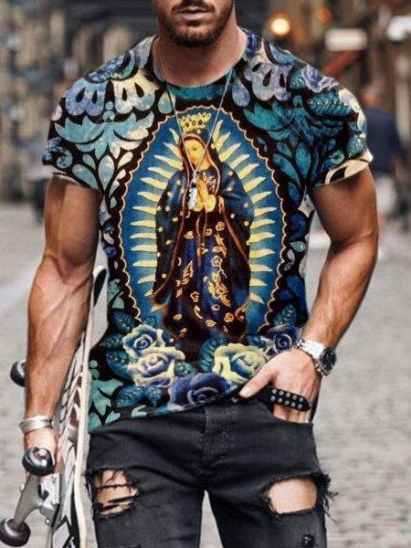 Fashion Printed Casual Round Neck T-shirt