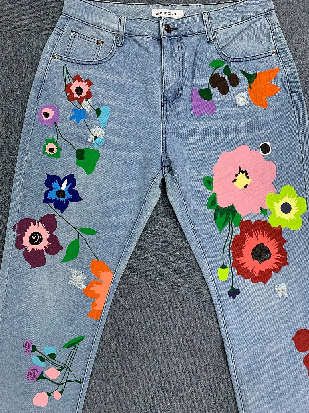 All Season Denim Floral Casual Jeans