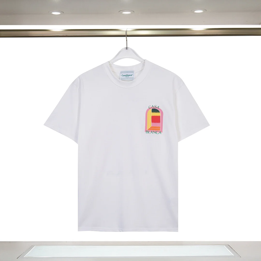Unisex Classical Casablanca Rainbow Gate Letter Print Short Sleeve T-Shirt
