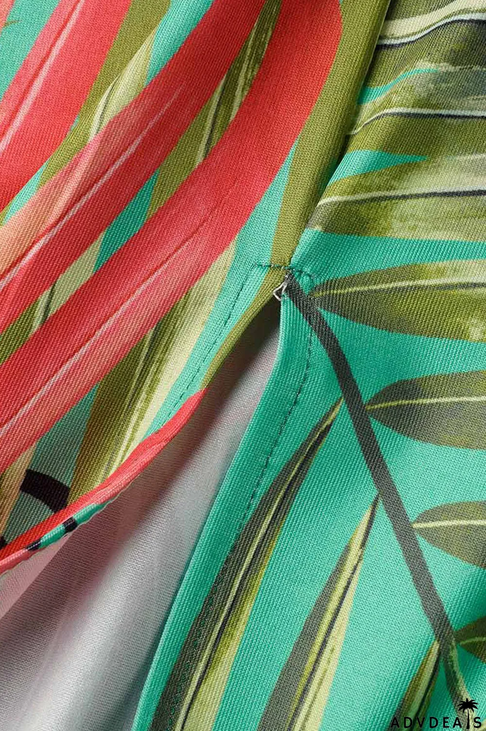 Green Sexy Print Bandage Patchwork Backless Halter Pencil Skirt Dresses