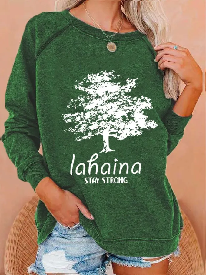 Women's Lahaina Strong Hawaii Tree of Life Aug 8 Print Sweatshirt