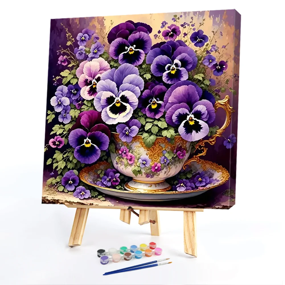 Violet Flowers-Paint by Numbers Acrylic Painting 40*40CM