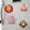 6Pcs Diamond Painting Acrylic Flower Fairy Elf Fridge Stickers