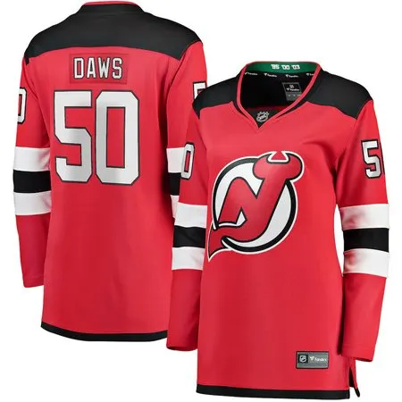 Women's New Jersey Devils #50 Nico Daws  Red Home Player Jersey