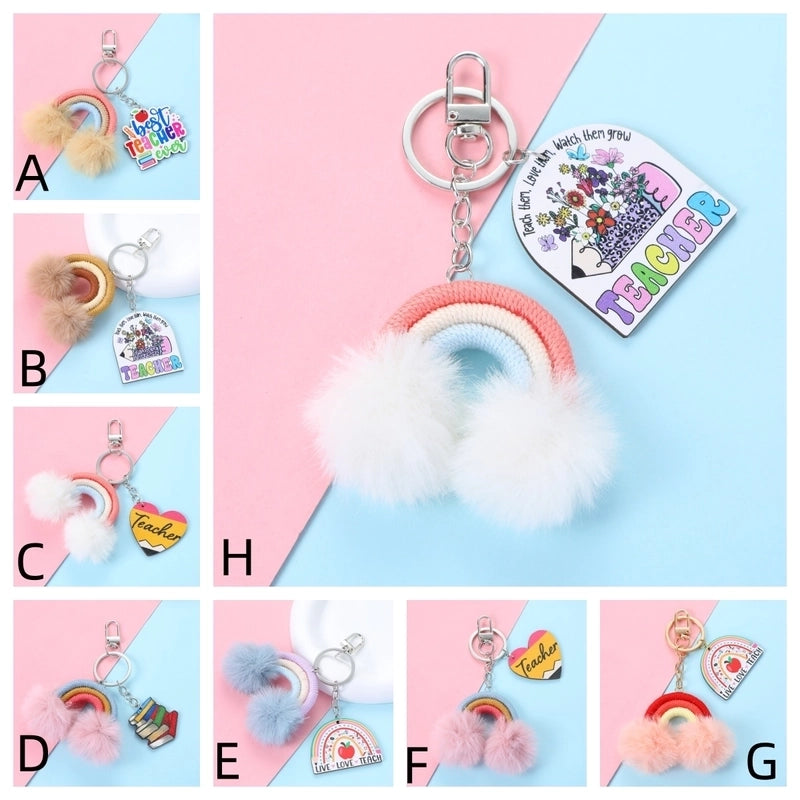 Cute Sweet Shiny Letter Rainbow Alloy Bag Pendant Keychain