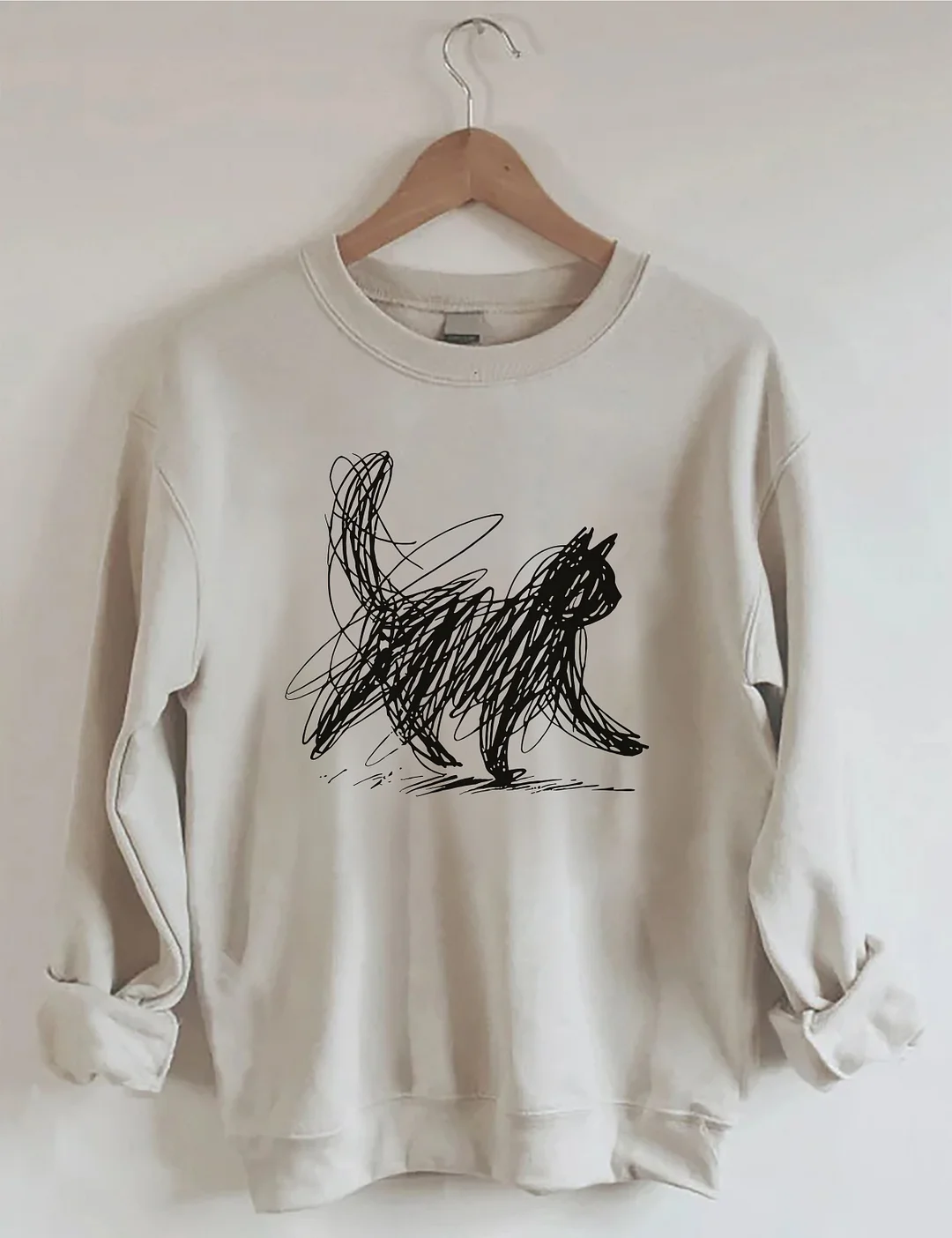 Abstract Scribble Cat Sweatshirt