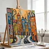 Framed Colorful Town-Paint by Numbers Acrylic Painting 35*35CM