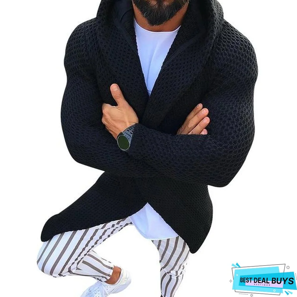 Men Clothes Open Stitch Casual Sweater coat Tricot Cardigan Male Autumn Hoodies Knitted Overwear Hombre