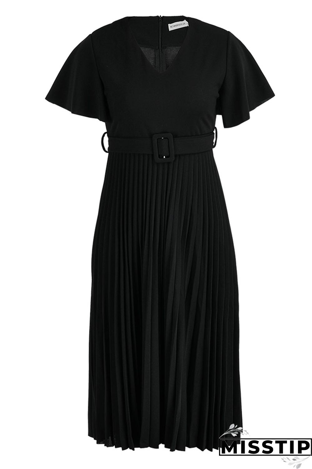 Black Casual Elegant Solid Patchwork Fold O Neck A Line Dresses