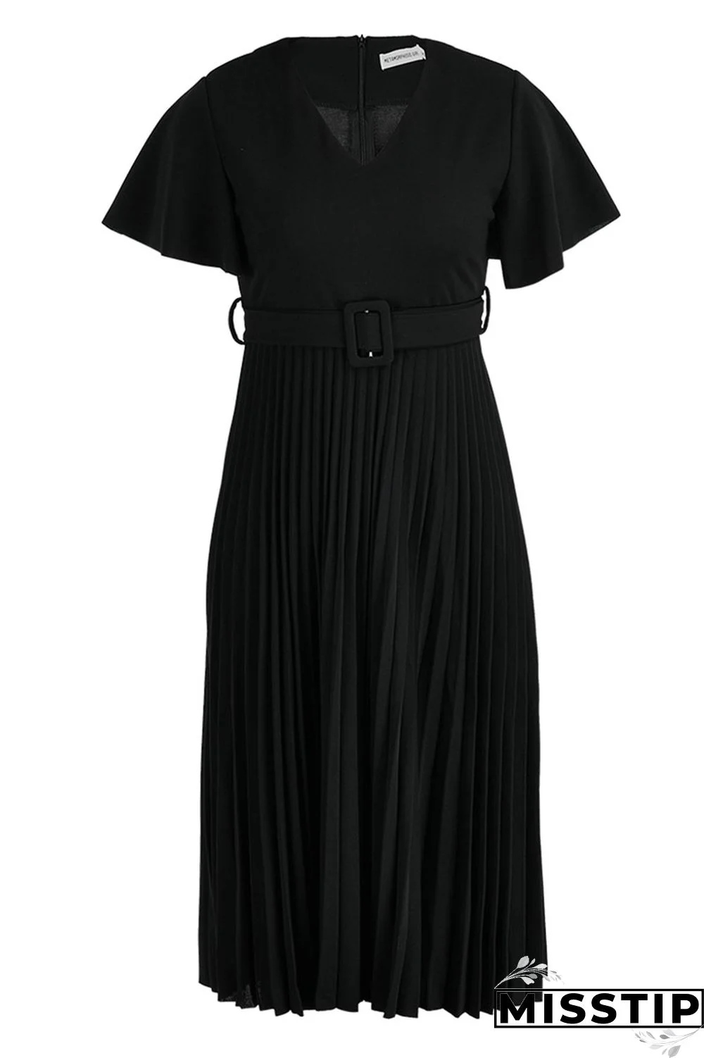 Black Casual Elegant Solid Patchwork Fold O Neck A Line Dresses