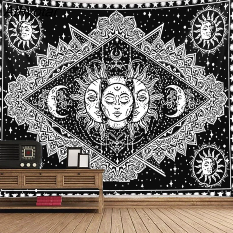 Athvotar Sun Face Psychedelic Abstract Tapestry Art Deco Blanket Curtain Hanging Home Bedroom Living Room Decoration Hippie