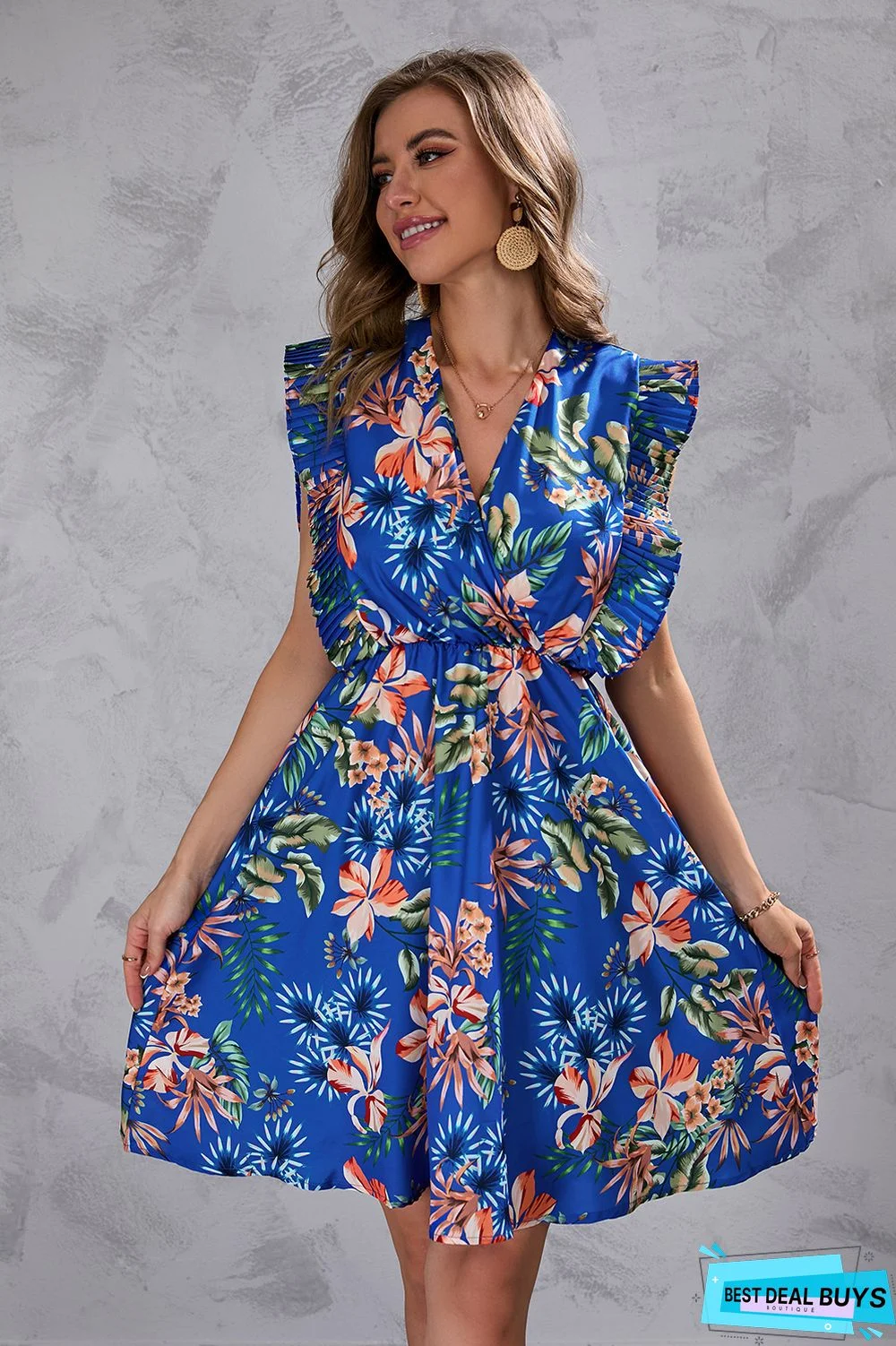 Summer Flower Print Sleeveless Dress