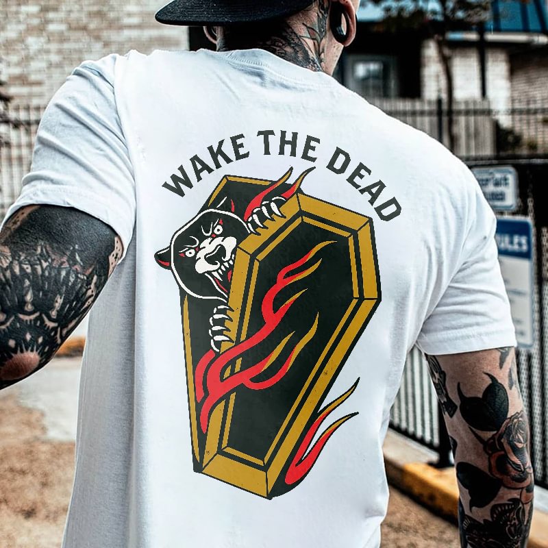 Wake The Dead Bear In Coffin Printed Men's T-shirt -  