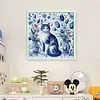 (Counted/Stamped)Blue White Porcelain Cat-11CT Cross Stitch 50*50cm