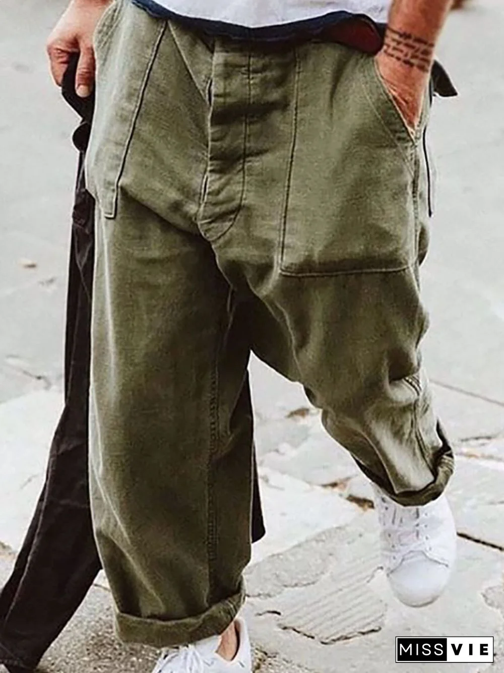 Casual Mens Solid Color Loose Pants