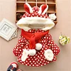 Baby Girl Ear Decor Fleece Dots Long-sleeve Hooded Cotton Coat