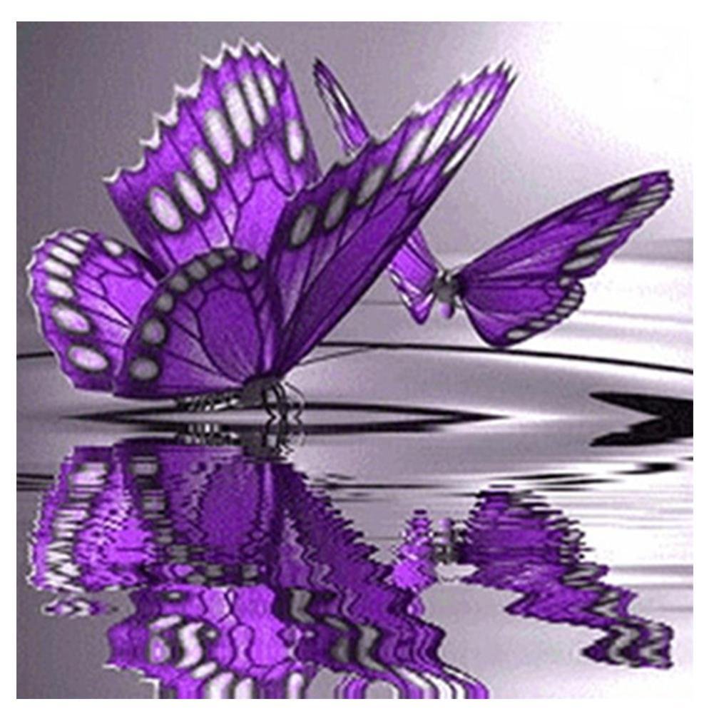 Diamond Painting - Partial Round Drill - Purple Butterfly(30*30cm)