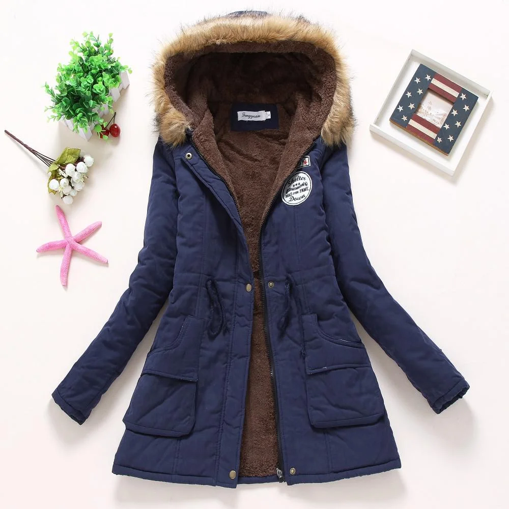 Ailegogo Women Winter Military Coats Cotton Wadded Hooded Jacket Casual Parka Thickness Warm XXXL Size Quilt Snow Outwear