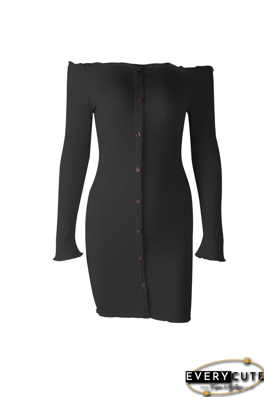 Off Shoulder Long Sleeve Bodycon Mini Dress