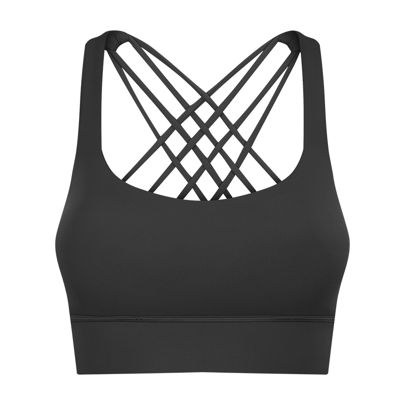 Dark iron gray Hergymclothing criss cross strap tie dye sports bra online shopping