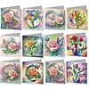 12Pcs Romantic Bouquet DIY Diamond Painting Greeting Cards for Adults Gifts