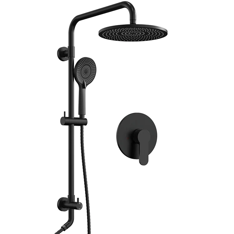 EVERSTEIN Pressure Balance Valve Shower Faucet in Matte Black SFS-1098-BK10