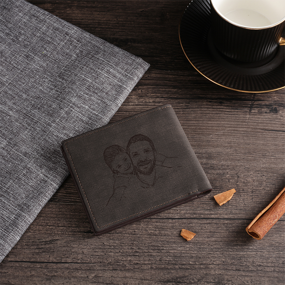 Portafoglio da uomo con 1 nome e 1 foto di linea personalizzabili regalo per uomo | Jessemade
