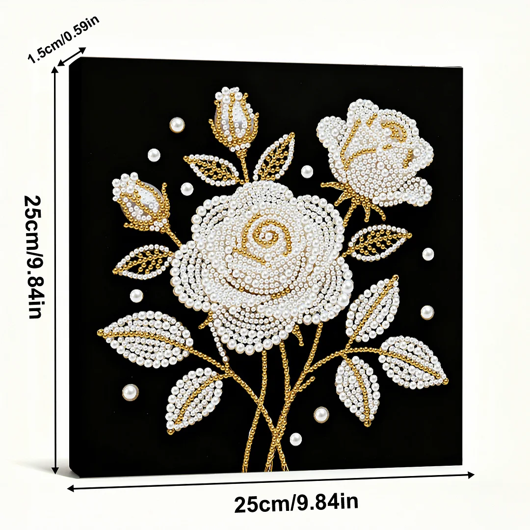 Rose DIY Pearl Art Diamond Painting Kit for Adults Home Decor 25x25cm With Frame